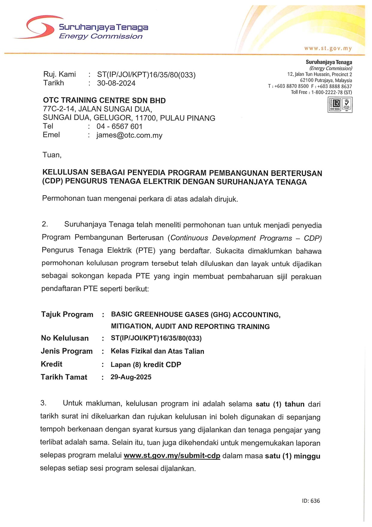 080. (033) OTC TRAINING CENTRE SDN BHD - BASIC GREENHOUSE GASES (GHG) ACCOUNTING, MITIGATION, AUDIT & REPORTING_page-0001